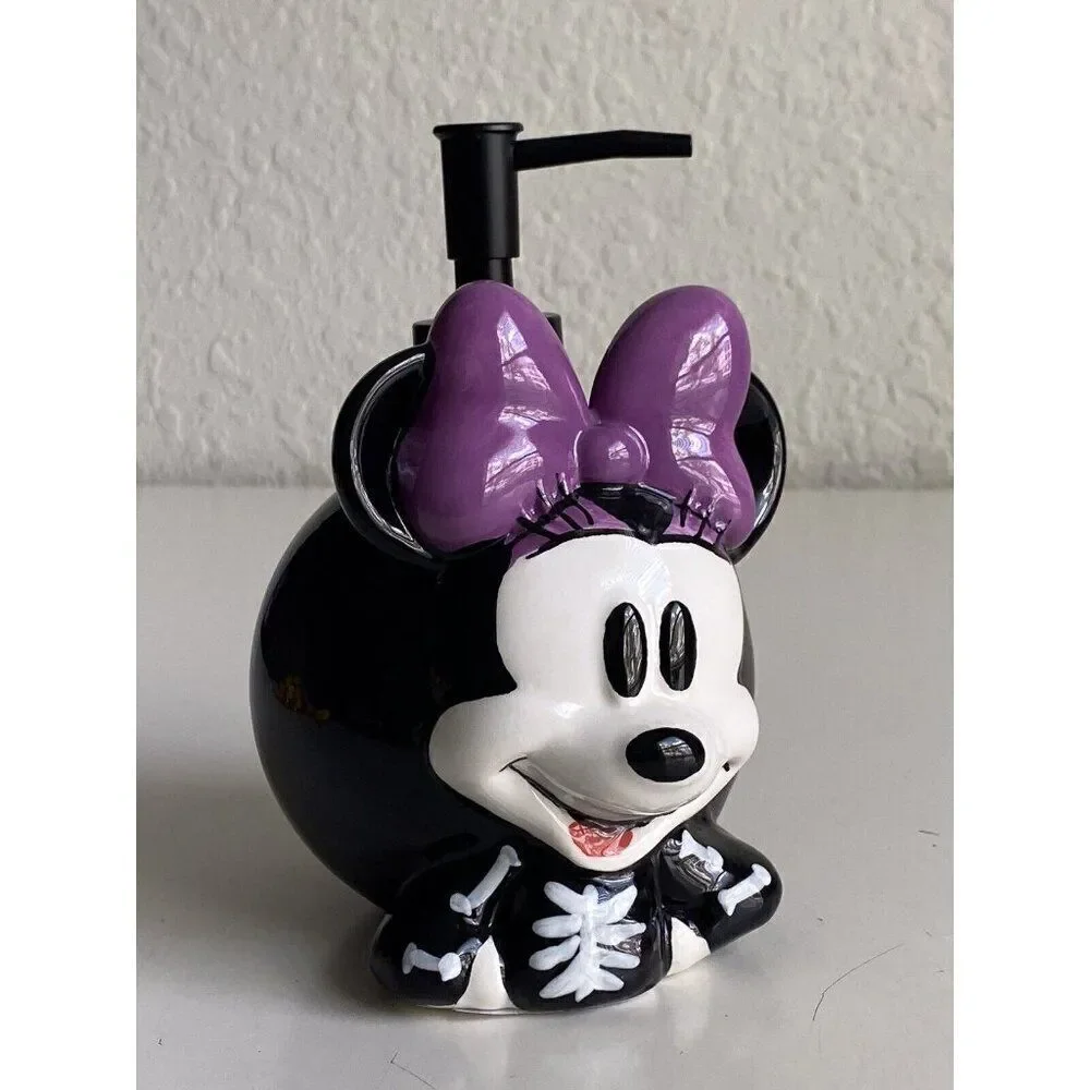 Disney‎ Minnie Mouse Halloween Skeleton Ceramic Soap Lotion Dispenser NEW